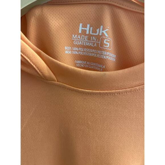 Huk Performance Fishing Hoodie Tshirt Mens S Long Sleeve Desert Flower Peach - Picture 4 of 4